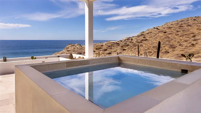 The-Cove-At-Cerritos-Penthouse-105-Terrace - Private plunge pool with ocean and desert views at The Cove Penthouse 105 in Cerritos, Baja California Sur.