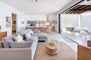 Family-Beach-Vacation-Rental-Mexico-Guide-02 - - Spacious open-plan living area with ocean terrace at The Cove at Cerritos, Baja California Sur